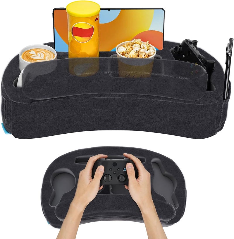IGOHEALS Couch Cup Holder - Sofa Cup Holder Gaming Pillow for Bed, Rv, Tv, Car, Man Cave, Backseat |Remote, Drinks, Snacks Organizer Caddy Cupholder (Grey) - Image 1